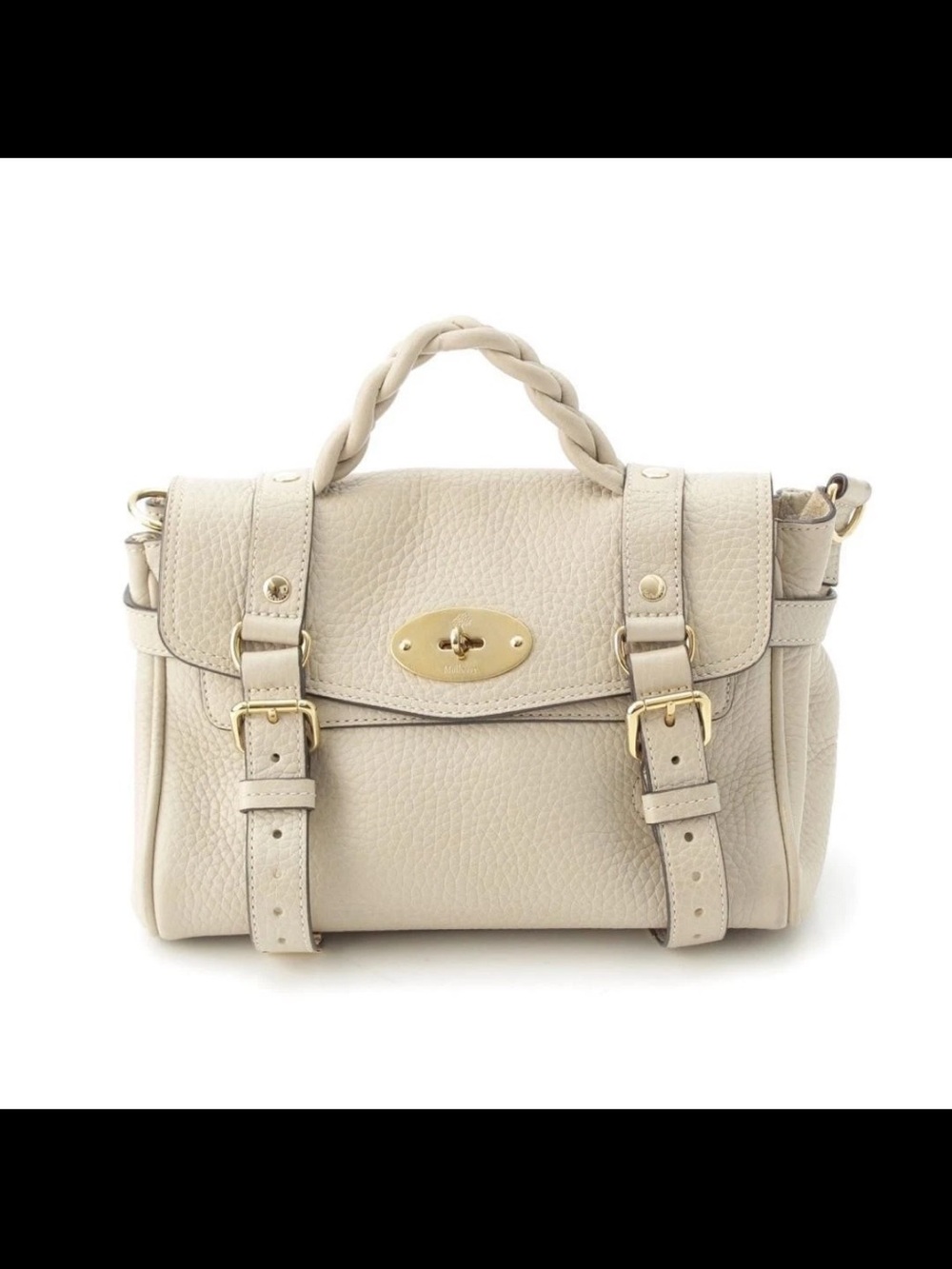 Mulberry Cream Leather Satchel with Braided Handle